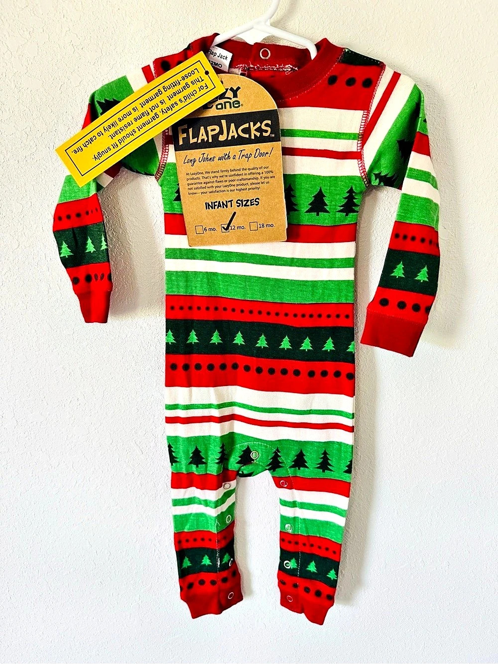 LazyOne Flapjacks Infant Sizes Christmas Pajama Footie Baby 12M NWT